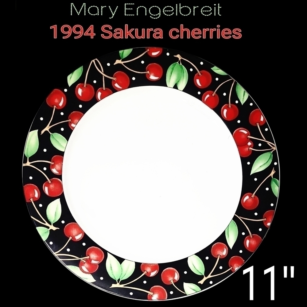 1994 Mary Engelbreit Sakura cherries 11" dinner plate - Picture 3 of 6